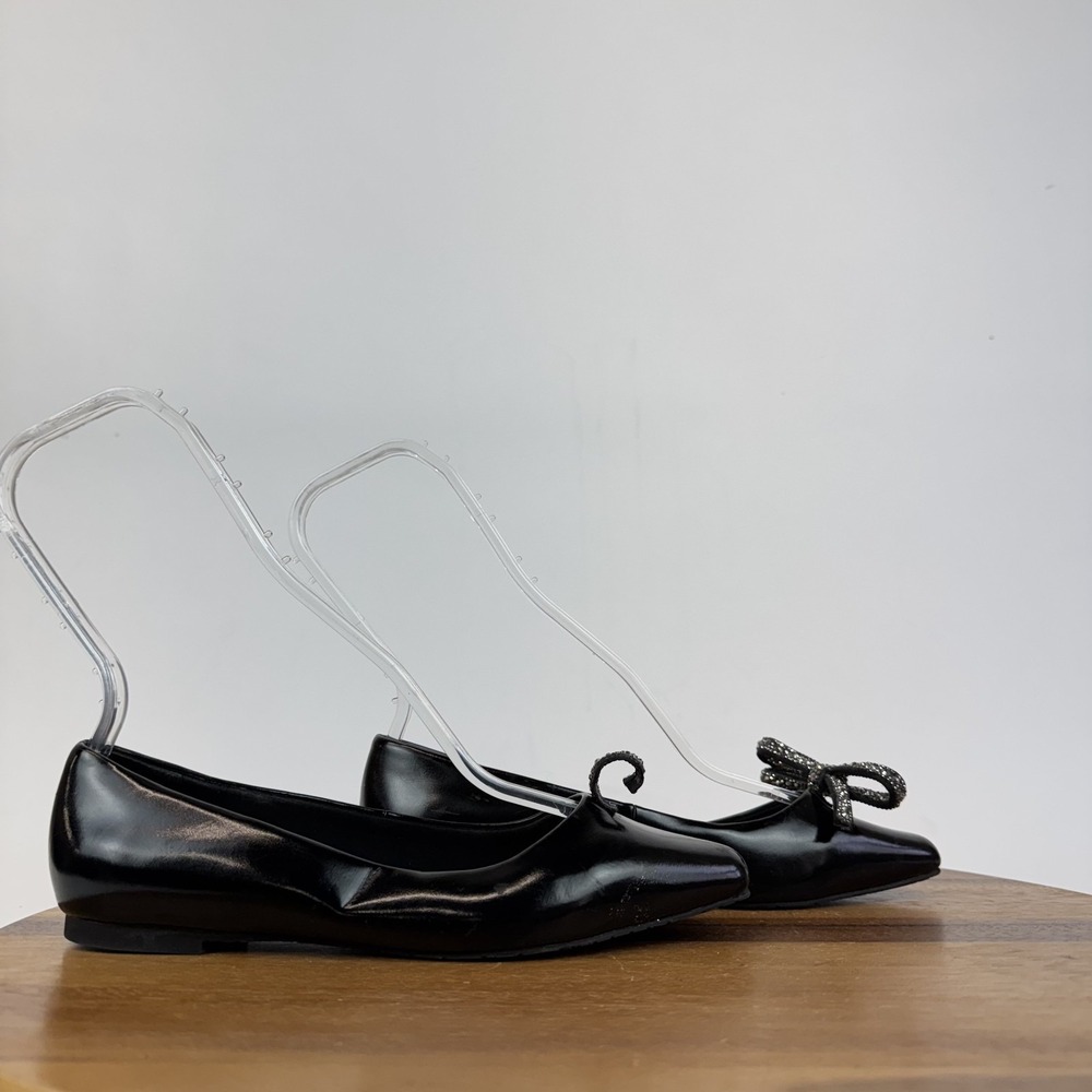 Womens Jewel By Badgley Mischka Hesther Black Faux Leather Ballet Flat Size 6.5